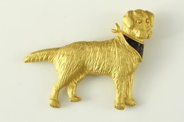 MODERN Costume Jewelry Gold Tone Metal CHESAPEAKE BAY RETRIEVER Dog Broo... - $20.58