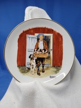 Norman Rockwell Puppy Love 1985 6.5&quot; Small Plate No Chips or Cracks Gold Rimmed - £6.13 GBP