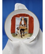 Norman Rockwell Puppy Love 1985 6.5&quot; Small Plate No Chips or Cracks Gold... - £6.16 GBP
