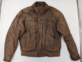 Vintage Adventure Bound Wilsons Leather Jacket Mens Small Brown Bomber Aviator - £38.94 GBP