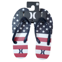 Hurley Men&#39;s USA Flip Flops Red White Blue American Flag - £4.87 GBP