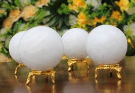 Wholesale Lot White Jade Ball Healing Crystal Home Décor 4Pc,50-55MM - £89.79 GBP