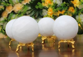 Wholesale Lot White Jade Ball Healing Crystal Home Décor 4Pc,50-55MM - £90.05 GBP