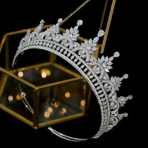 New high-end zirconia Tiaras crown crystal bride bride wedding hair acce... - £98.67 GBP