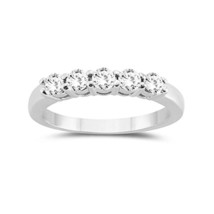 1/2 Carat TW 5 - Stone Diamond Wedding Band in 14K White Gold Plated For Women&#39;s - £59.09 GBP