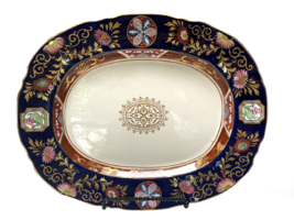 Ashworth Real Ironstone China Serving Platter handpainted Antique Blue Gold 15.5 - £127.15 GBP