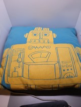 The Land Of Nod Robot Throw Pillow Orange Blue 15”x14” Bedding Chair - £20.48 GBP