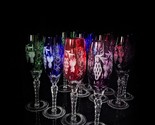 ajka marsala crystal colored champagne flutes 9&quot; Tall set of 12 glasses - $1,495.00