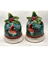 Vintage Cardinal Salt &amp; Pepper Shaker Set - Bell Birds Christmas Holiday... - $14.90 CAD