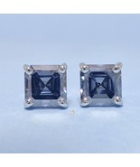 Real Moissanite Earrings VVSI Silver or gold Asscher Cut 6mm 1.00ct Stud... - $89.00