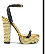 Tom Ford Sandals Rope Platform Logo Embossed Black Gold Sz 41.5 $1390 - £611.09 GBP