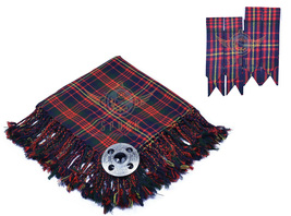 Scottish Traditional Cameron Tartan Kilt FLY PLAID With Brooch And Flashes  - £41.69 GBP
