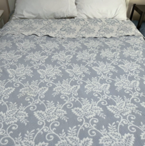 Vintage Martha Stewart Matelassé Coverlet Blanket Full Reversible Blue W... - $44.00