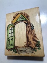 Holly Pond Hill Tree Trunk Door Rubber Stamp Bunny Rabbit M13171 Forest Woods - £11.52 GBP