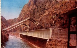 The Hanging Bridge at the Bottom of Royal Gorge Canon City CO Postcard PC55 - £3.92 GBP