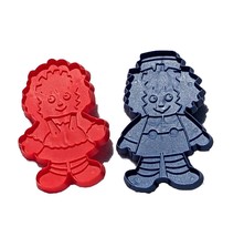 Vintage 2 Cookie Cutter Raggedy Ann and Andy Bobbs-Merrill Co. Plastic Blue Andy - $8.76