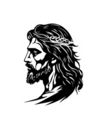 Tribal Style Jesus Christ Profile Premium Vinyl Decal, Religious Wall Ar... - $99.23 MXN