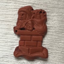Finely Carved Red Stone Santa Claus Kris Kringle Going Down Chimney Chri... - $27.90