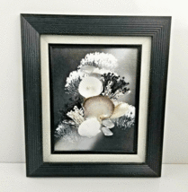 Sea Shell Art 3D Wall Hanging Mixed Media Seashells Floral Pearl Beach Collage - £27.96 GBP