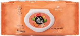 Pet Head Quick Fix Paw and Body Wipes for Dogs and Cats Peach with Aloe Vera - £44.22 GBP