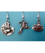 FROG EARRINGS,Frog Jewelry,Frog Gift,Silver Frog Earring,Silver Frog Jew... - £6.41 GBP