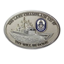USS LAKE CHAMPLAIN CG-57 SILVER  3&quot; BELT BUCKLE - £39.22 GBP