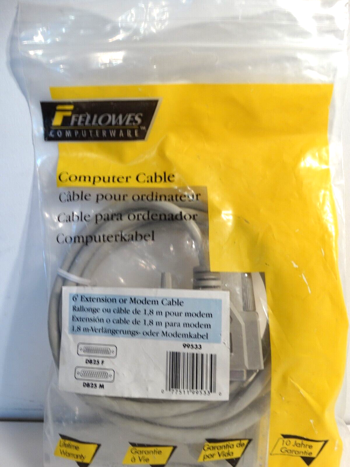6Ft DB25 N Modem Serial Cable Male to Female 25 Pin New - $7.43