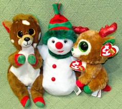 Ty B EAN Ie Babies Christmas Lot Alpine Reindeer Boos Juno Baby Bellies Snowgirl - £9.03 GBP
