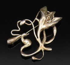 925 Sterling Silver - Vintage Modernist Flower Cutout Brooch Pin - BP9904 - £90.40 GBP