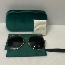 Gucci woman’s sunglasses GG0881SA round gold frame grey lenses - £249.20 GBP