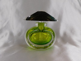 Bright Green Signed Art Glass Perfume Bottle # 22941 - $48.95