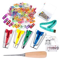 Bias Tape Tool Kit With Instruction, 4 Sizes Bias Tape Maker With 60 Pcs Sewing  - £20.43 GBP
