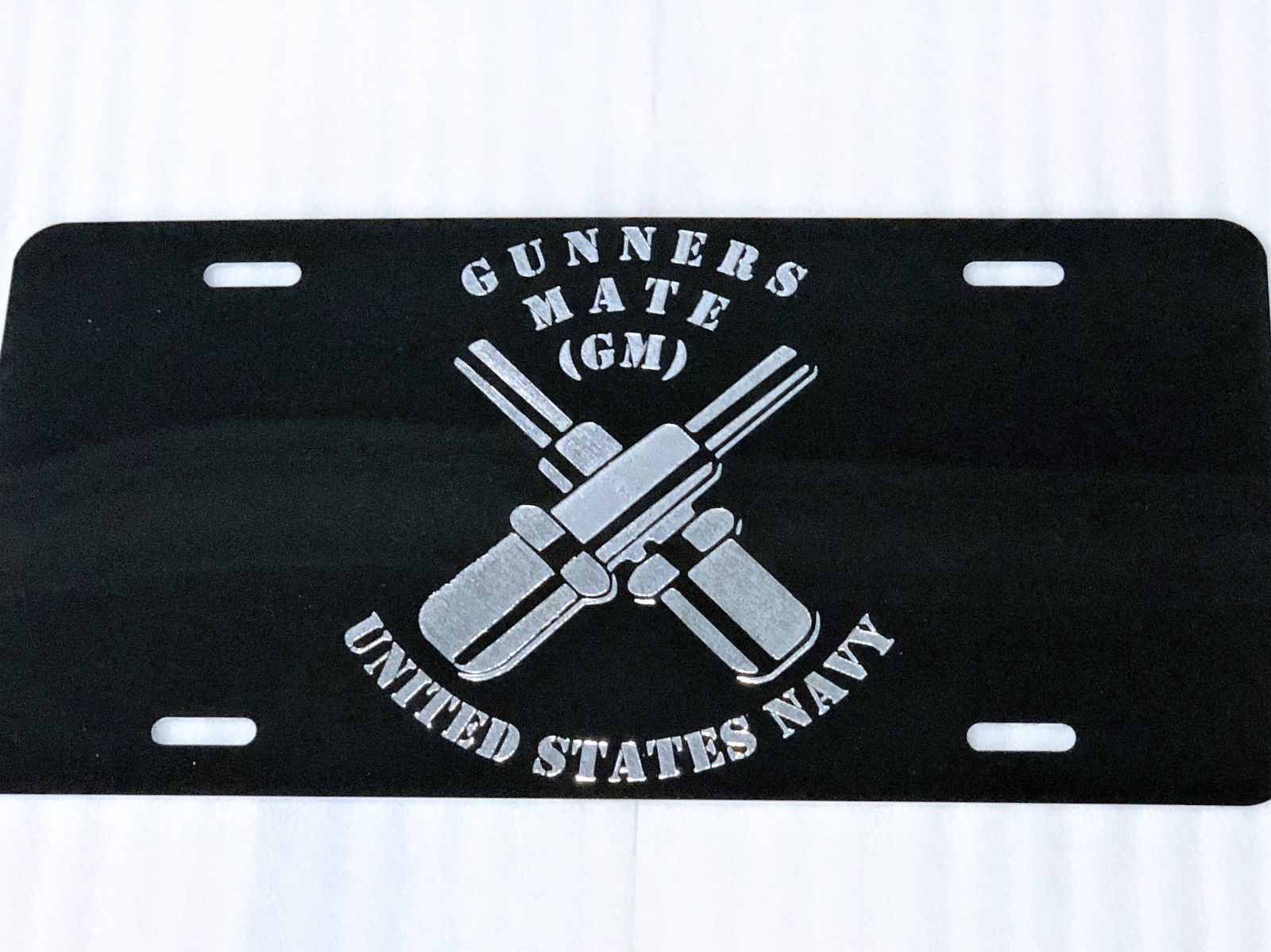US NAVY GUNNERS MATE Car Tag Diamond Etched on Aluminum License Plate