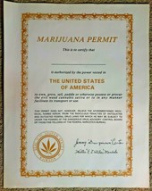 Vintage 1977 Poster Marijuana Permit Humors Jimmy &quot;Grow your Own&quot; Carter... - £11.71 GBP