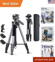 All-in-One 74-Inch Tripod for DSLR &amp; Smartphones - Includes Phone Holder - $45.00