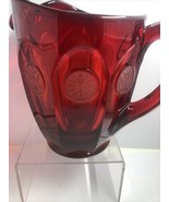 Fostoria Ruby Red Coin Dot Ice Lip Glass Pitcher Vintage Red 6” High 6” ... - £46.67 GBP