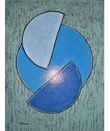 Painting Moon Original Signed Art Abstract Geometric Modern Artist Carla... - $966.73 MXN
