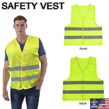 Green High Visibility Mesh Safety Vest Security With Reflective Strip Wa... - £11.84 GBP
