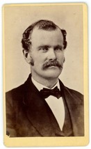 CIRCA 1870&#39;S Named CDV Handsome Rugged man Mustache Suit &amp; Tie Eaton Newark, NJ - £9.54 GBP