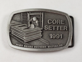 John Deere Foundry Waterloo Iowa Core Setter 1991 Pewter Belt Buckle Spec Cast - £47.10 GBP