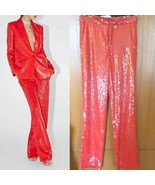 NEW ZARA FW19 SOLDOUT SEQUINED TROUSERS PANTS SEXY RED XS - $2,795.26 MXN
