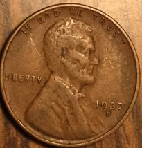 1937 D Usa Lincoln Wheat One Cent Penny Coin - £1.28 GBP