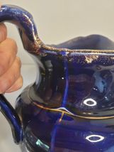 Pitcher Ceramic Cobalt Blue Gilded VTG image 5