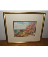 Vintage Signed Golden Autumn Heights Art Gallery Framed Watercolor - £35.46 GBP