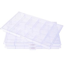 Bead Organizer 3Pack X 21 Grids Large Bead Storgae Containers, Clear Embroidery  - £37.95 GBP