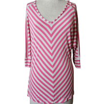 Pink and Gray Striped Tunic Size Medium - £19.46 GBP