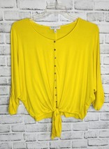 Chaus New York Yellow Size Medium Button Tie Front Shirt Blouse Top - £5.97 GBP