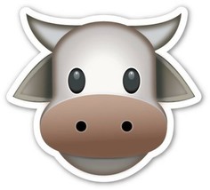 x3 10cm Shaped Vinyl Stickers cow bovine farming moo cute laptop farm emoji - $4.45