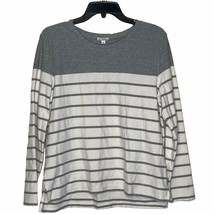 Gap Colorblock Striped Tee Longsleeve Top Slit Hem Cotton Crewneck Women Medium - $16.12