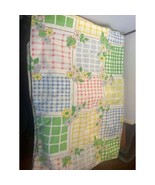 Vintage Cannon Monticello Twin Flat Sheet No Iron Muslin MOD Flowers Lattis - $14.25